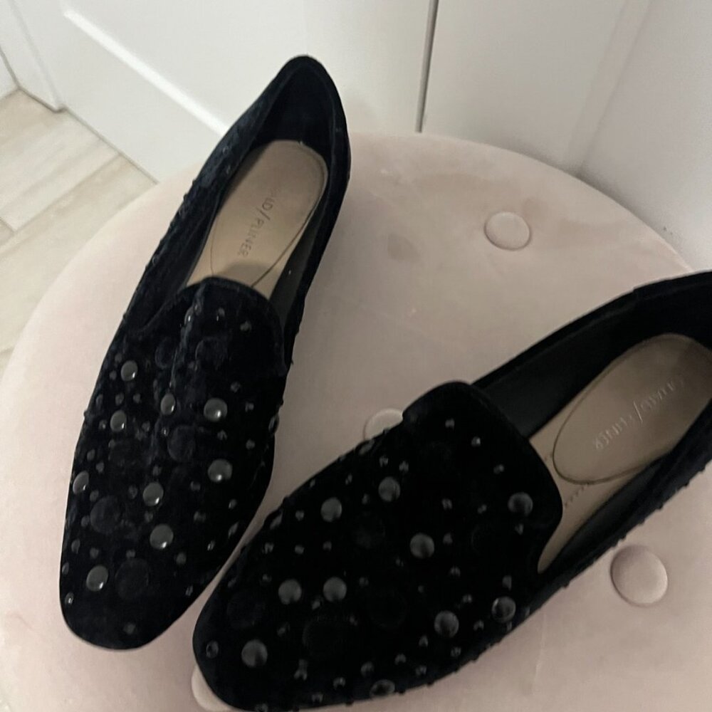 Donald J. Pliner Black Velvet Beaded Loafers Size 8 - Picture 2 of 6